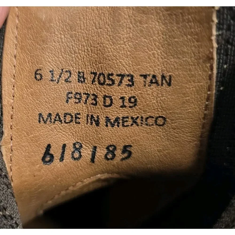 Frye Sacha Chelsea Boots Tan Leather Western Snip Toe Sz 6.5 B Made in Mexico